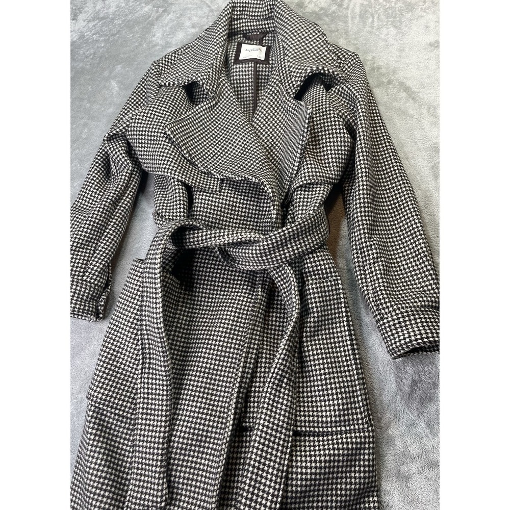 Women's Abercrombie And Fitch Houndstooth Wool Blend Coat Trench Size Small
